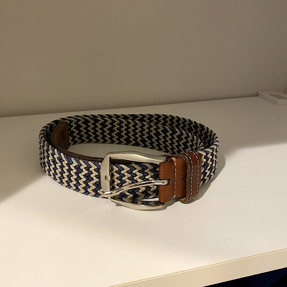 Men’s coastal cool leather woven belt